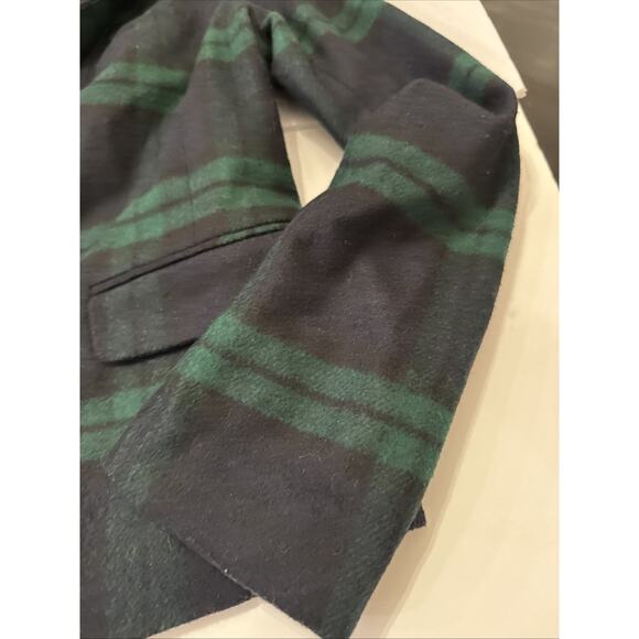 NEW GAP Wool Blend Green Navy Tartan Plaid Academy Blazer Jacket Size 8 - Picture 3 of 12